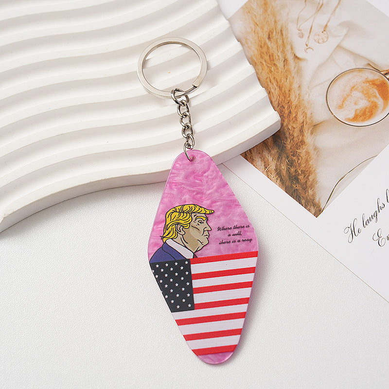 Wholesale Colorful creative acrylic diamond shaped nameplate keychain