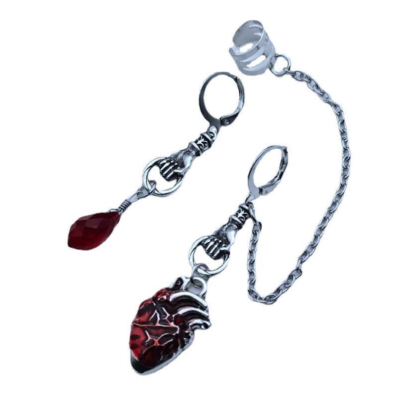 Wholesale Heart Asymmetry Vampire Ghost Alloy Earrings