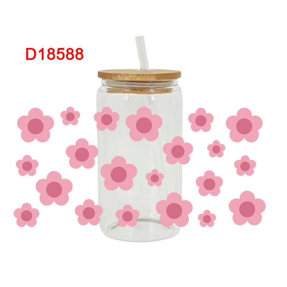 Wholesale Colorful Flowers Tulip Sunflower 16oz Cup UV DTF Wraps
