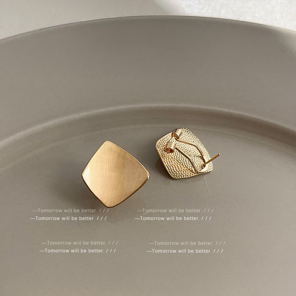 Wholesale Golden brushed frosted geometric earrings