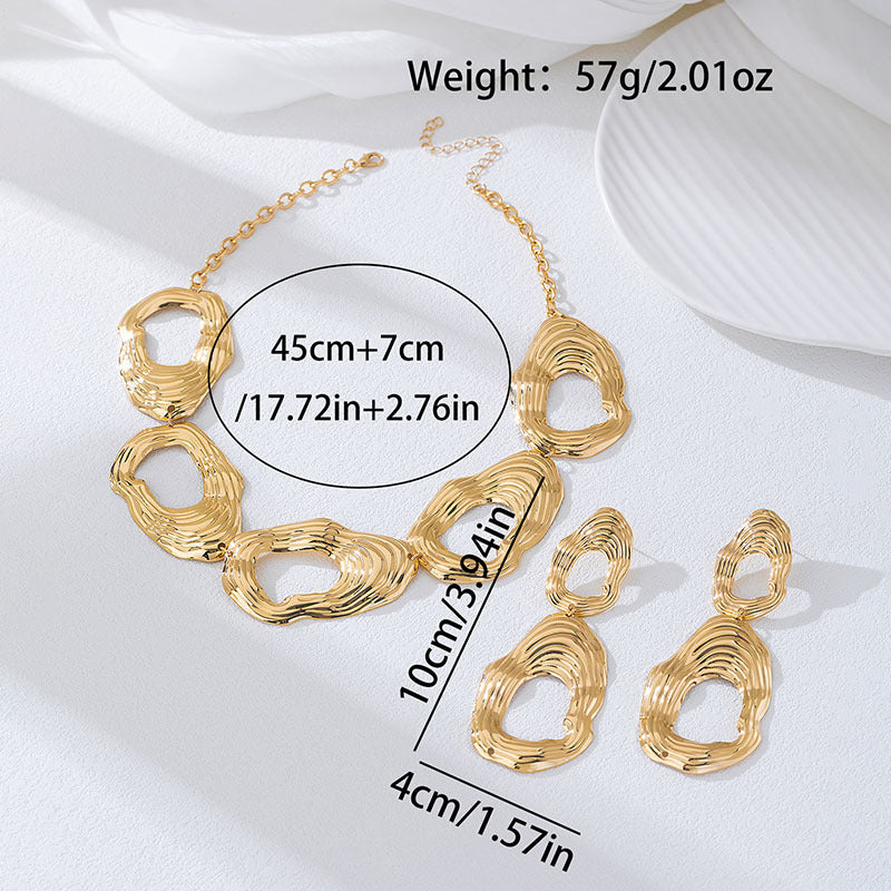 Wholesale Retro Geometric Hollow Circle Earrings And Hand Jewelry Set Elegant Fashion Accessory For Everyday Wear Party And Boutique Resale