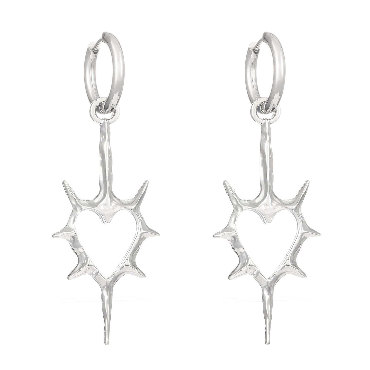 Wholesale Hollow thorn heart earrings