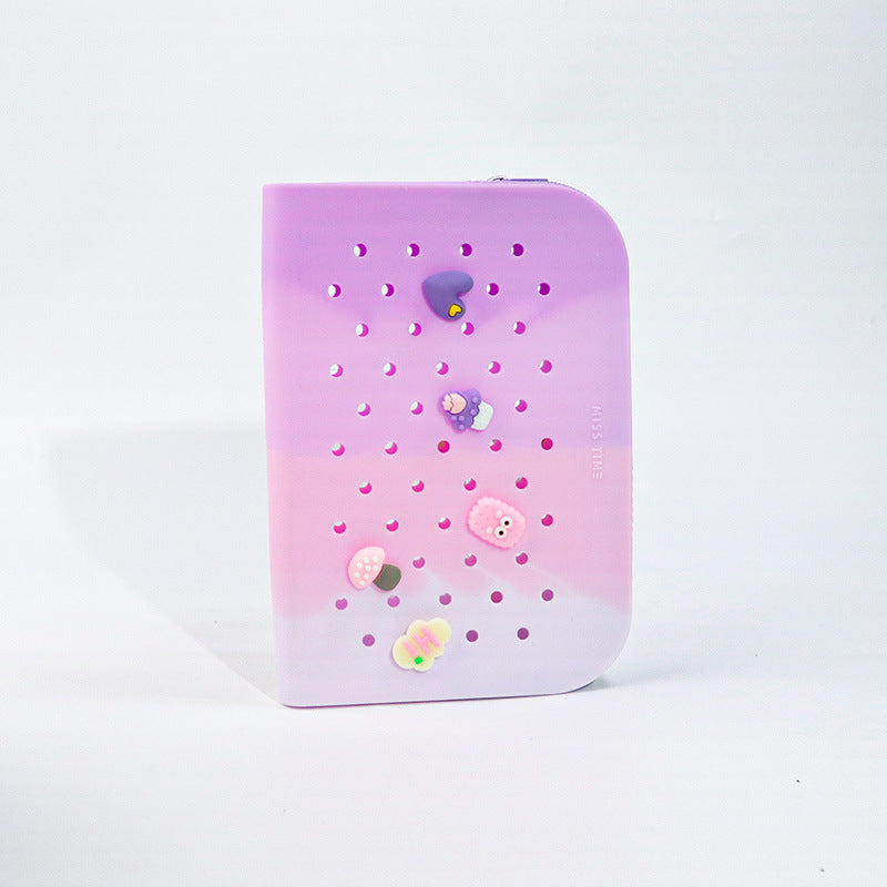 Wholesale Hole Silicone Multi-color DIY Creative Student Portable Non-deformable Stationery Pencil Bag
