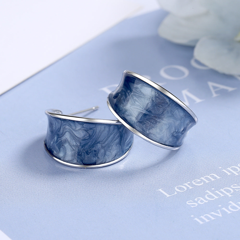 Pendientes de color de contraste de diseño azul al por mayor de diseño