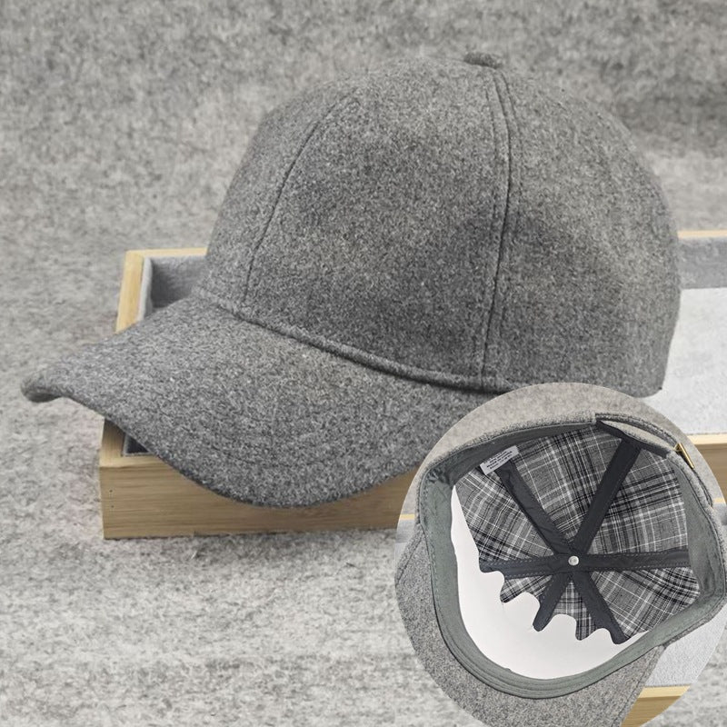 Wholesale Wool Warm Baseball Cap Men's Winter Thickened Cold-proof Grandpa Hat plus size Cap