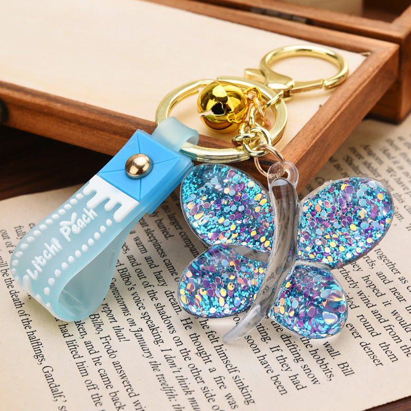 Wholesale Acrylic Butterfly Keychain with Diamonds