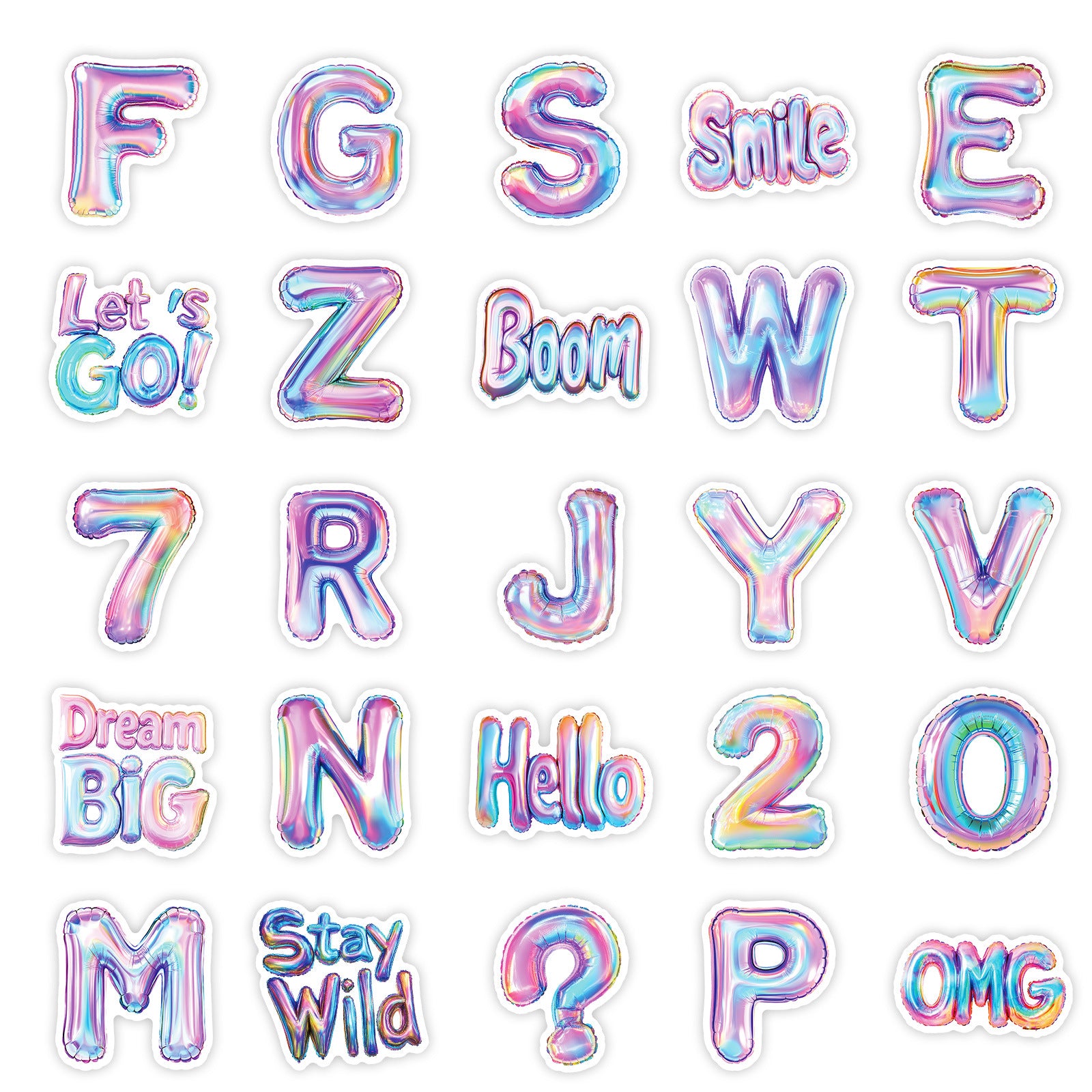Wholesale 50 balloon stickers with English letters and numbers