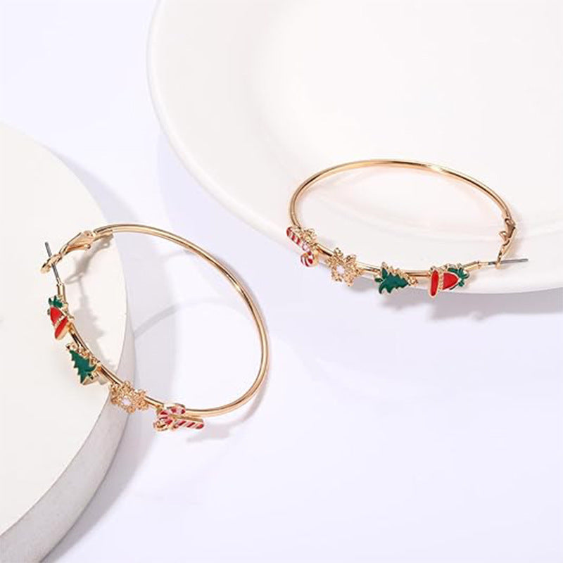 Wholesale Christmas Tree Snowflake  Large Hoop Earrings