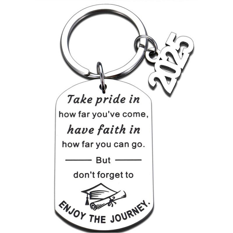 Wholesale Cross-border light luxury graduation season stainless steel keychain