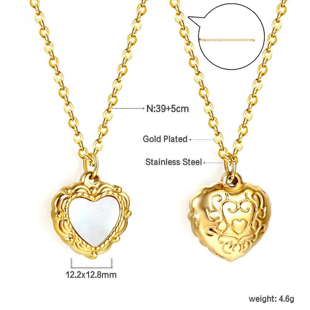 Wholesale 18k Gold-Plated Heart Pendant Stainless Steel Necklace