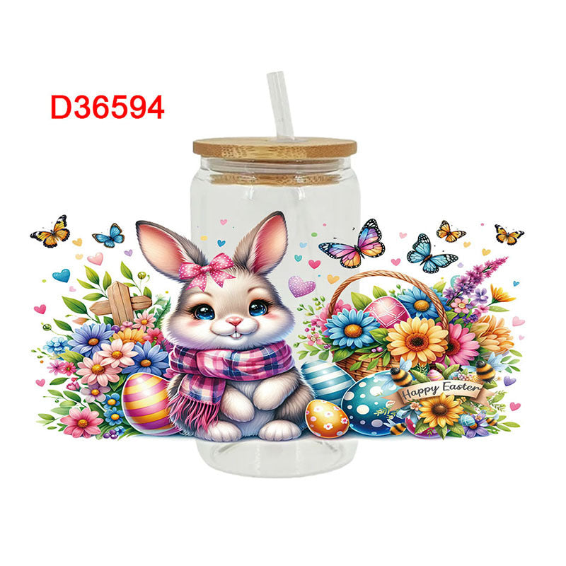 Wholesale UV transfer sticker for glass cups crystal label crystal sticker 16OZ UV DTF WRAPS