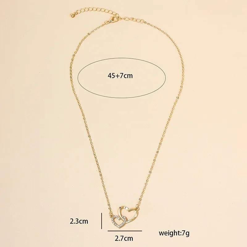 Wholesale Fashion Double-ring Love Simple Ladies Pendant Necklace