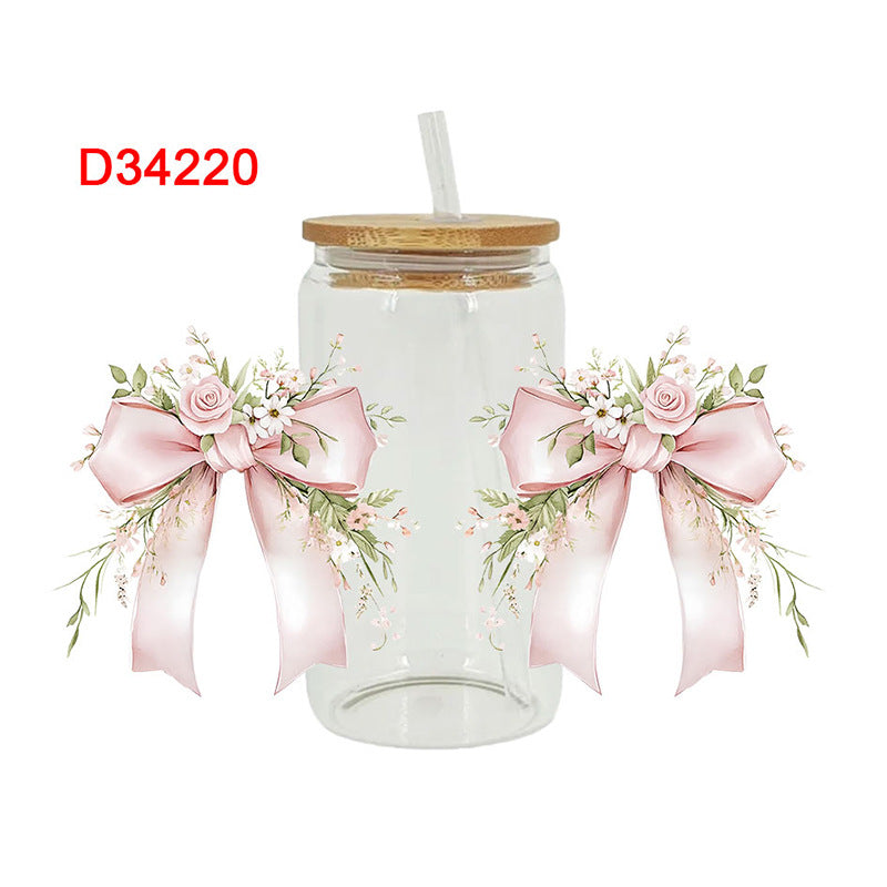 Wholesale Christmas bow 16oz Cup UV DTF Wraps