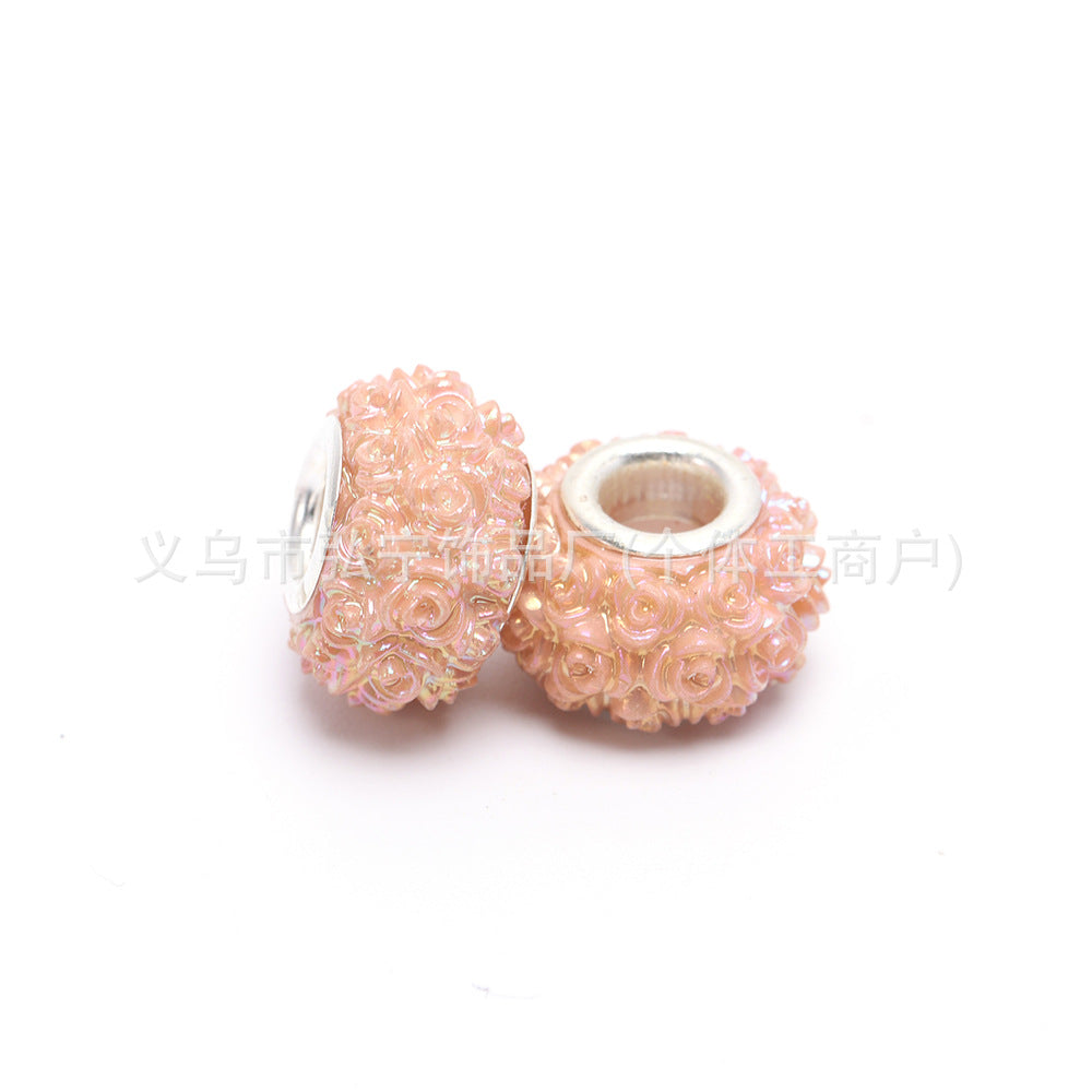 Wholesale 100pcs Eternal Flower Colorful AB Resin DIY Beads