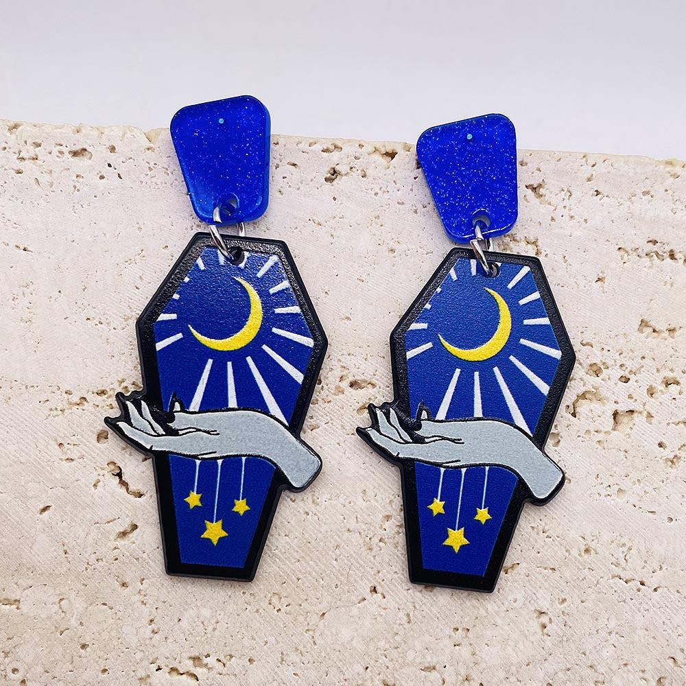 Wholesale Graffiti Coffin Acrylic Earrings