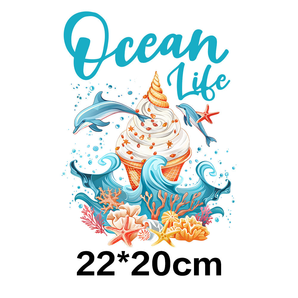 Wholesale 10pcs Summer Tropical Ice Cream UV DTF Ready to Press Transfers Wraps