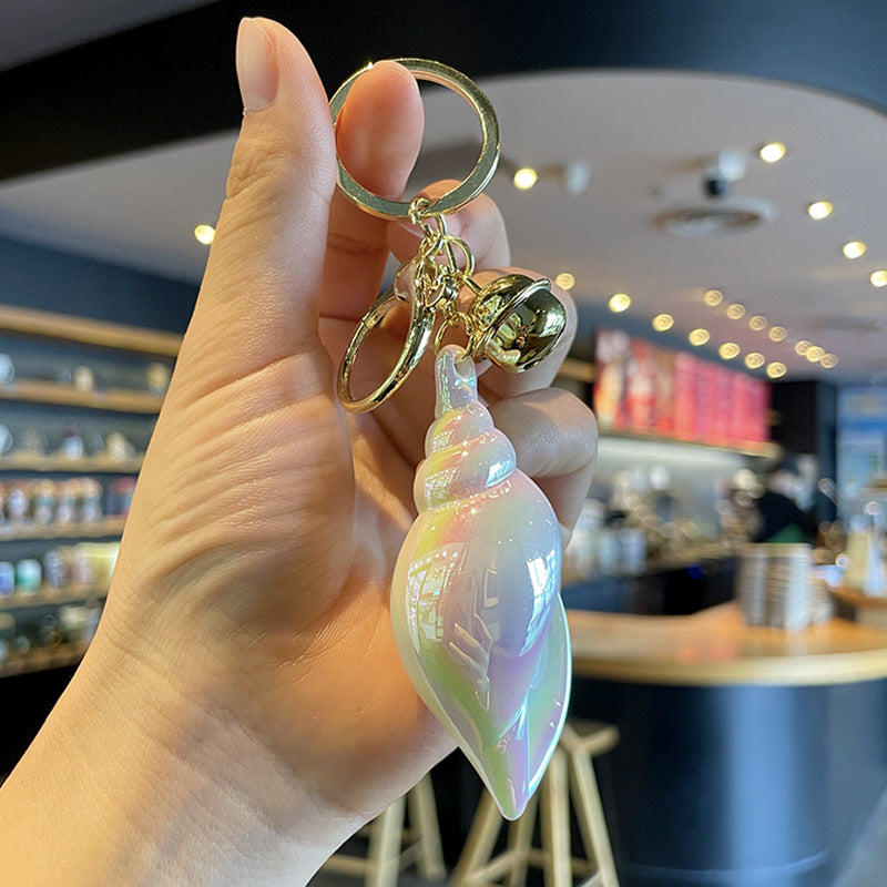 Wholesale Electroplating Colorful Acrylic Conch Keychain