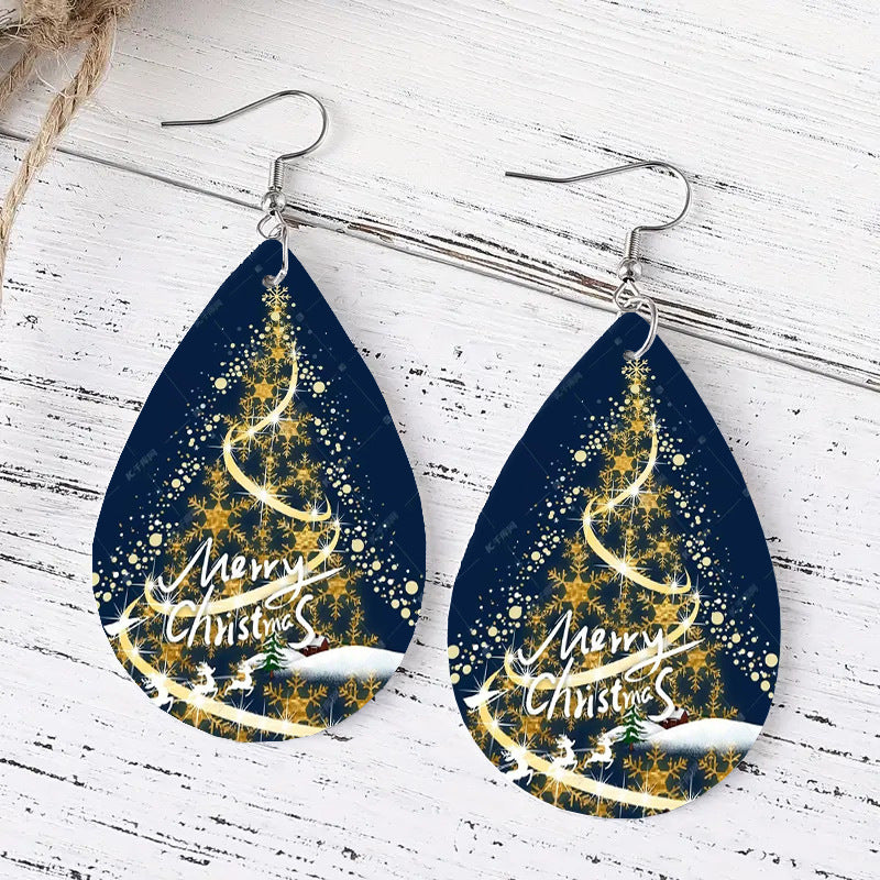 Wholesale Christmas Tree Leather Earrings