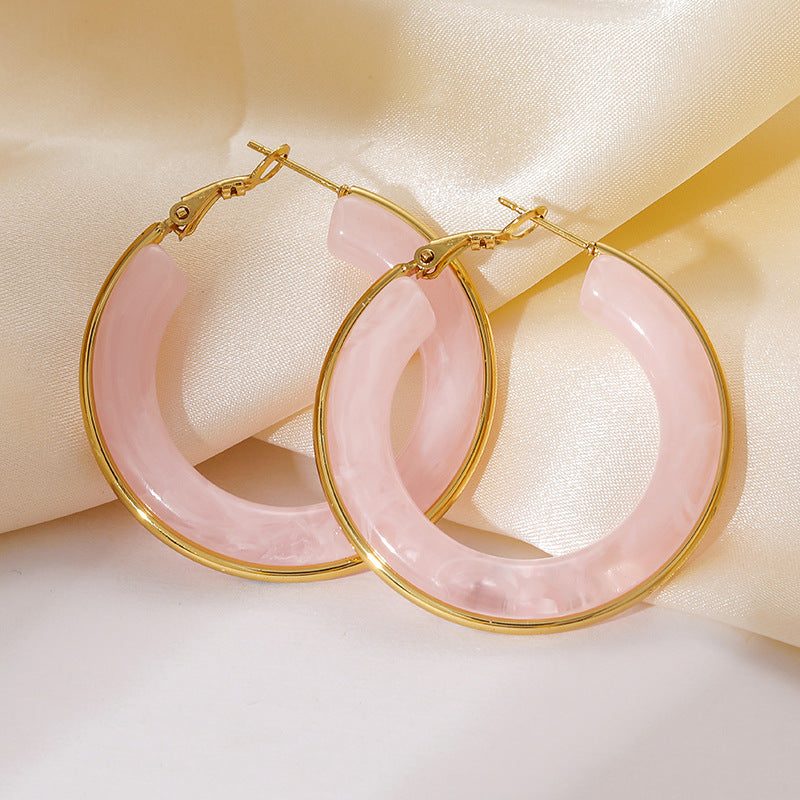 Wholesale Stainless Steel Earrings Resin Hoops Luxury  Earrings