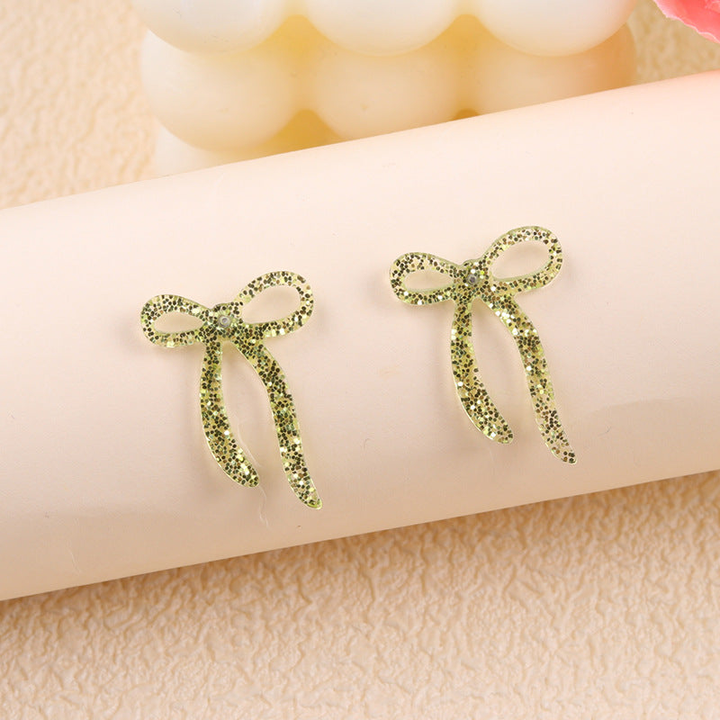 Wholesale Valentine' s Day Glitter Multicolor Bow Acrylic Earrings