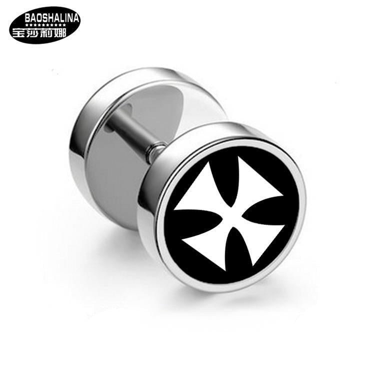 Wholesale Titanium Steel Barbell Fashion Dumbbell Black Street Earrings