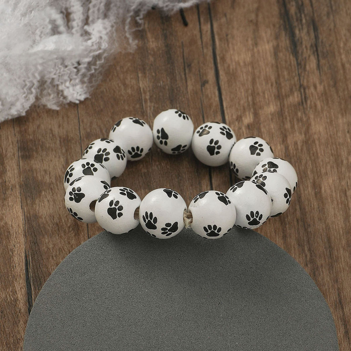 Wholesale Halloween Wooden Beads Pumpkin Spider Print Bracelet