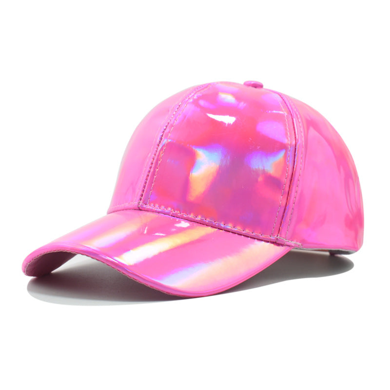 Wholesale new PU leather colorful baseball cap men's street personality cap women's curved brim face small hat