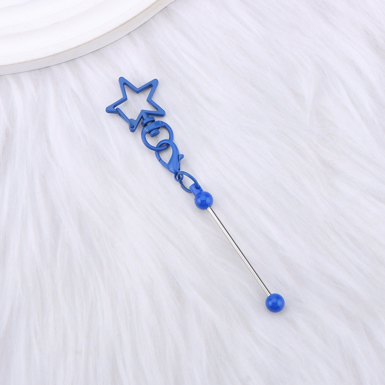 Wholesale  DIY Beaded Five-Pointed Star Keychain Metal Beaded Keychain