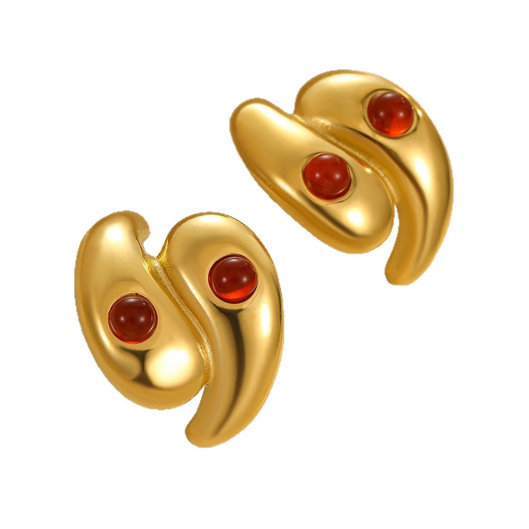 Wholesale Water droplet shaped heart shape Stainless Steel Earrings