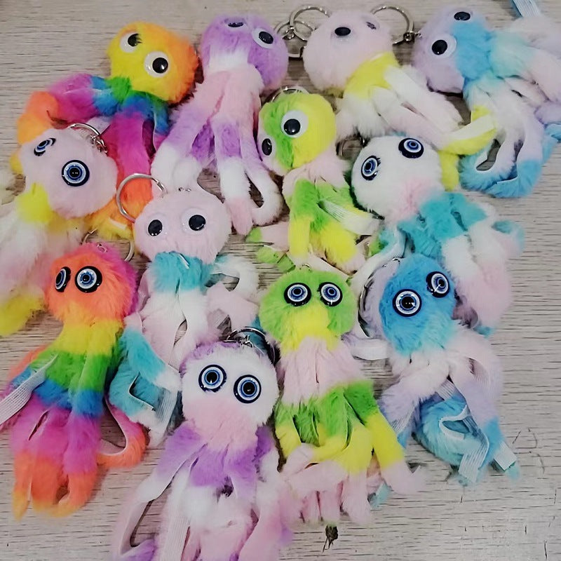 Wholesale Plush Colorful Octopus Keychain