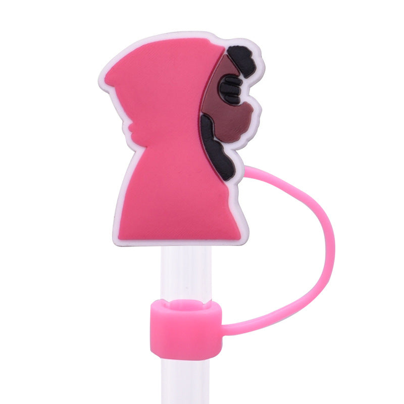 Wholesale Random 100pcs/pack Cute girl dust plug straw hat Straw Tube Cap