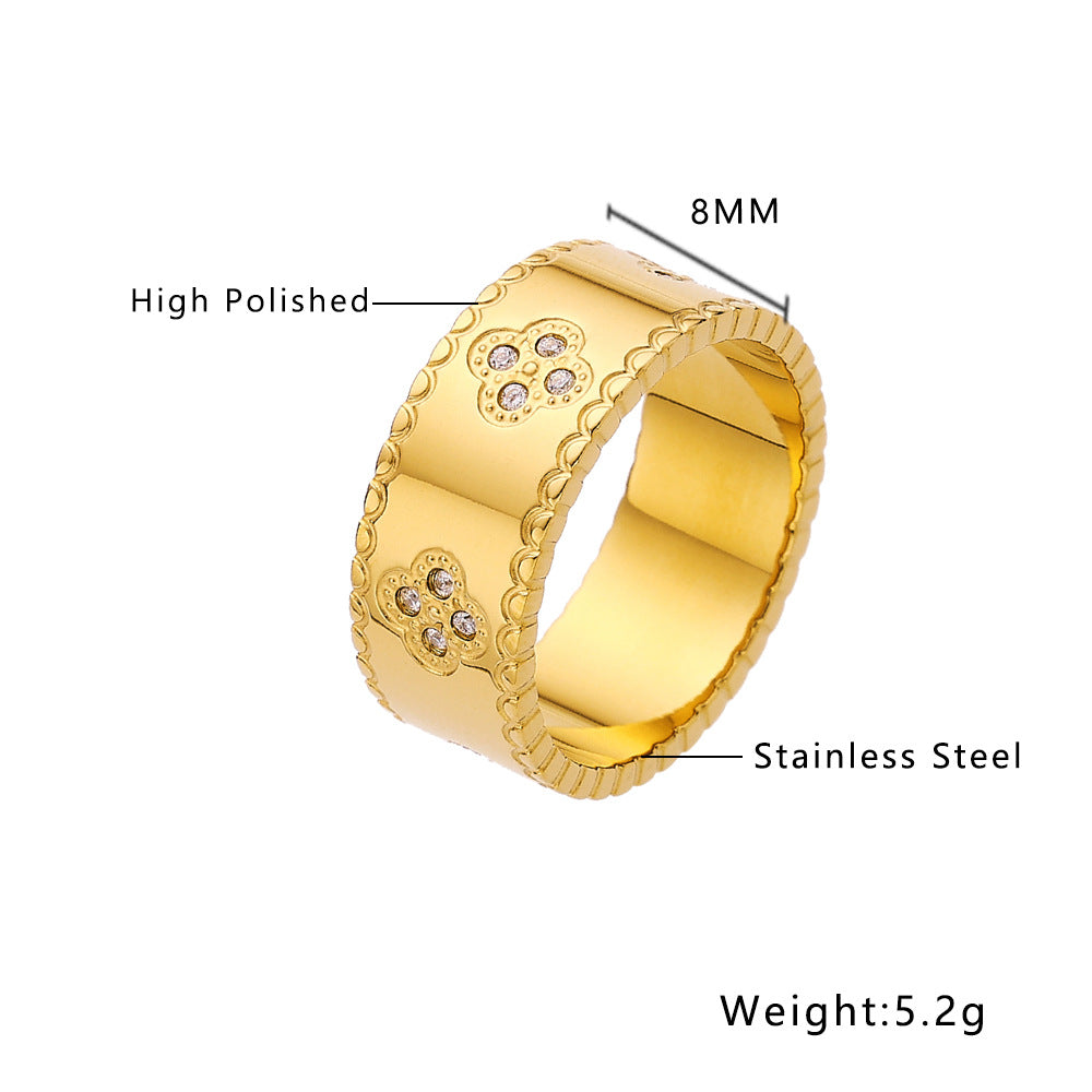 Wholesale All-match Love Heart Diamond Titanium Steel Ring