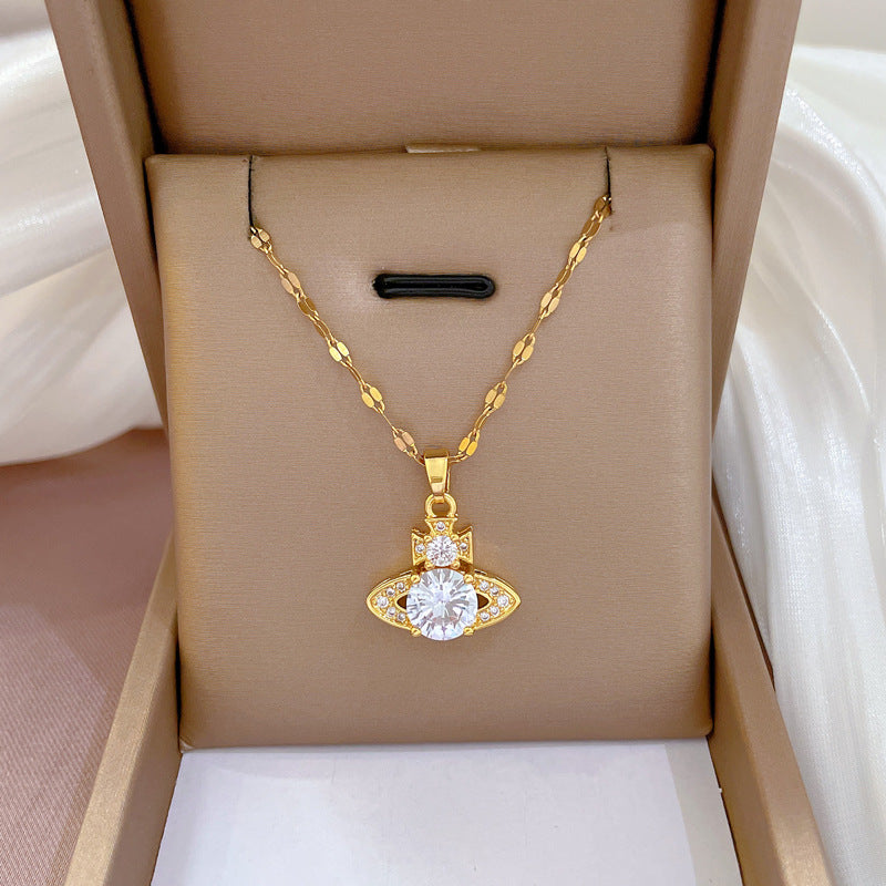 Wholesale Microsetting Clavicle Titanium Steel Necklaces