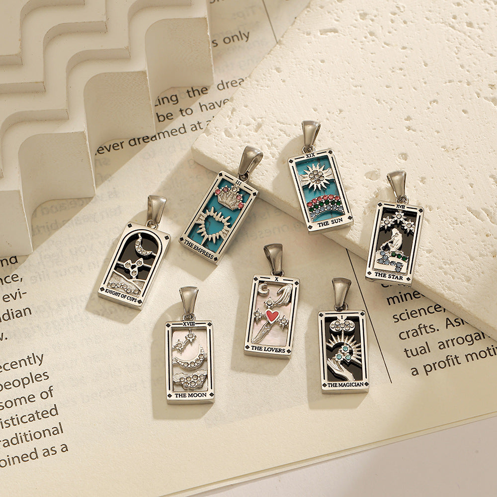 Wholesale Stainless Steel Gold Tarot Card Pendant