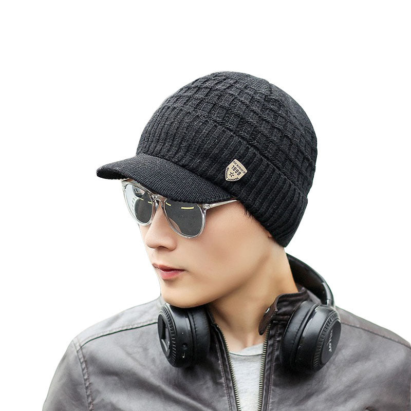 Wholesale Hat Scarf Two-piece Set Men's Knitted Scarf Autumn and Winter Plus Velvet Warm Wool Hat