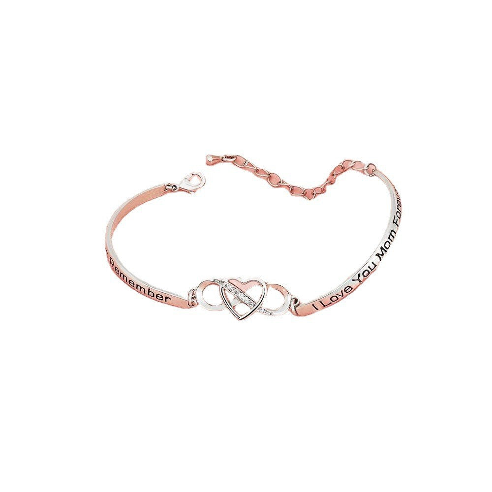 Wholesale Copper Diamond Studded Peach Heart Bracelets