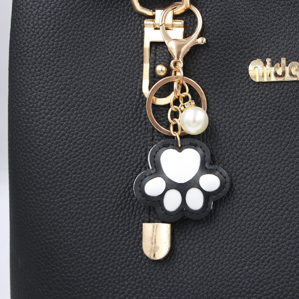 Wholesale Cotton Filled Cat Paw and Bear Paw Leather Keychains