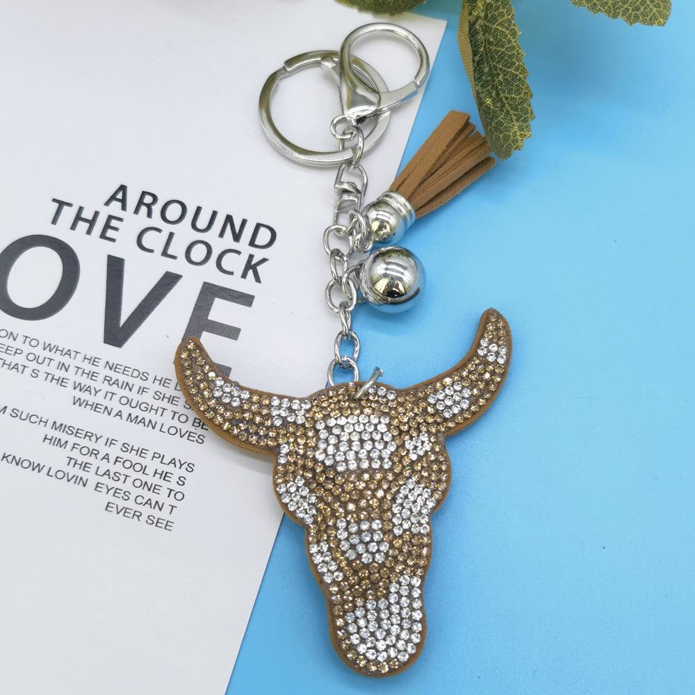 Wholesale Cartoon Animal Diamond Bull Keychain