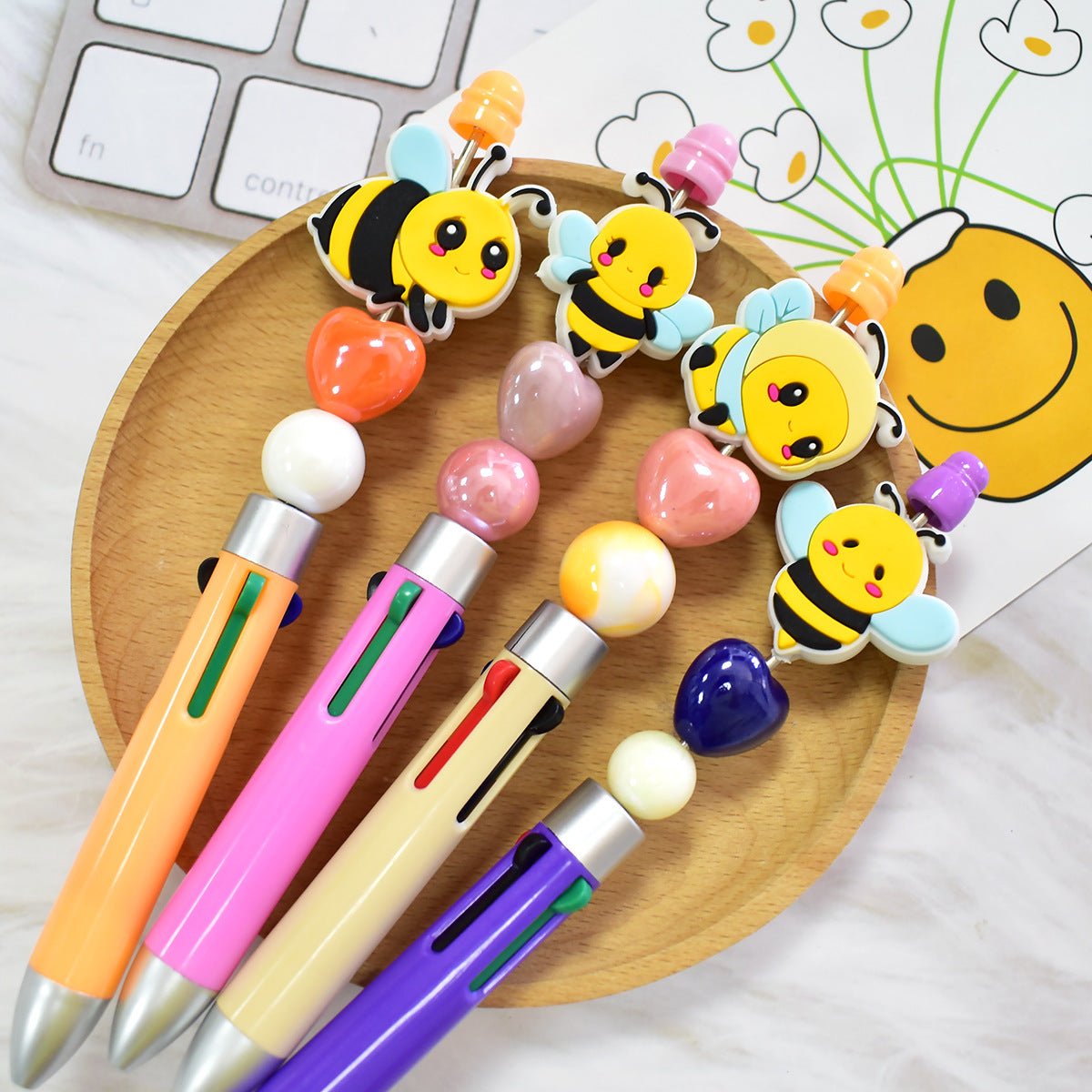 Wholesale   Random 100pcs/pack Cute bee ballpoint pen beads