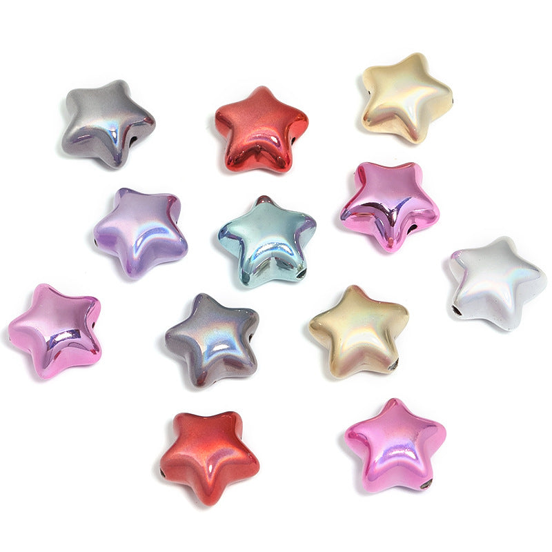 Wholesale 50pcs Electroplating Metal Color Expansion Five-pointed Star Love Acrylic Star Peach Heart Diy Beads