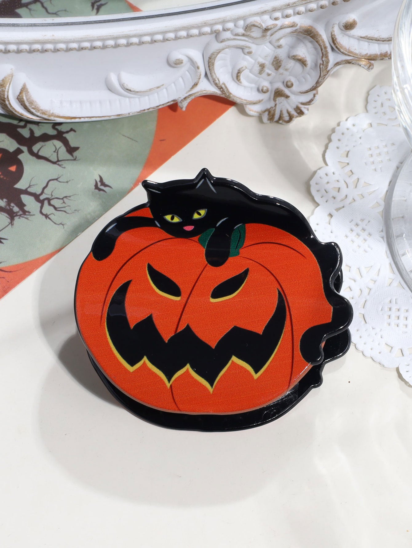 Wholesale Acrylic  Hair Claw Clip Creative Dark Style Pumpkin Ghost Bat Design Womens Fashion Hair Accessory