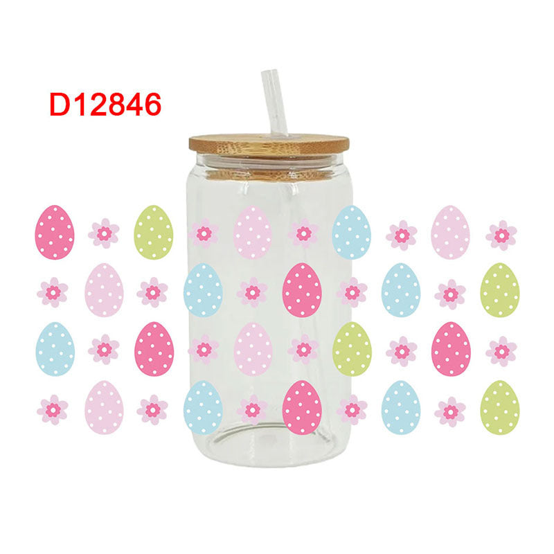 Wholesale Colorful Rabbit Easter  16oz Cup UV DTF Wraps