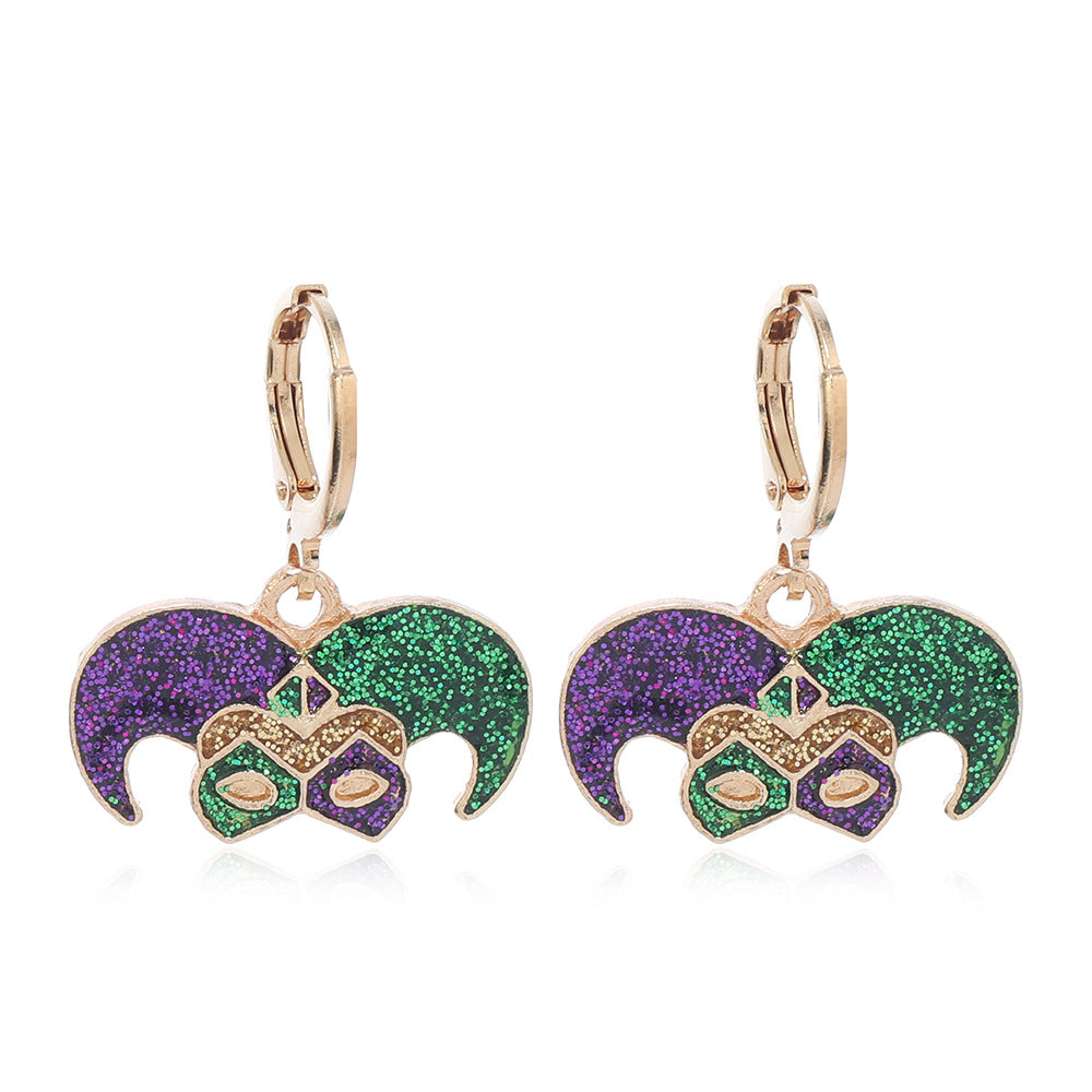 Wholesale Carnival Flash Iris Flower Mask  Crown Trendy Fashion All-match Earrings