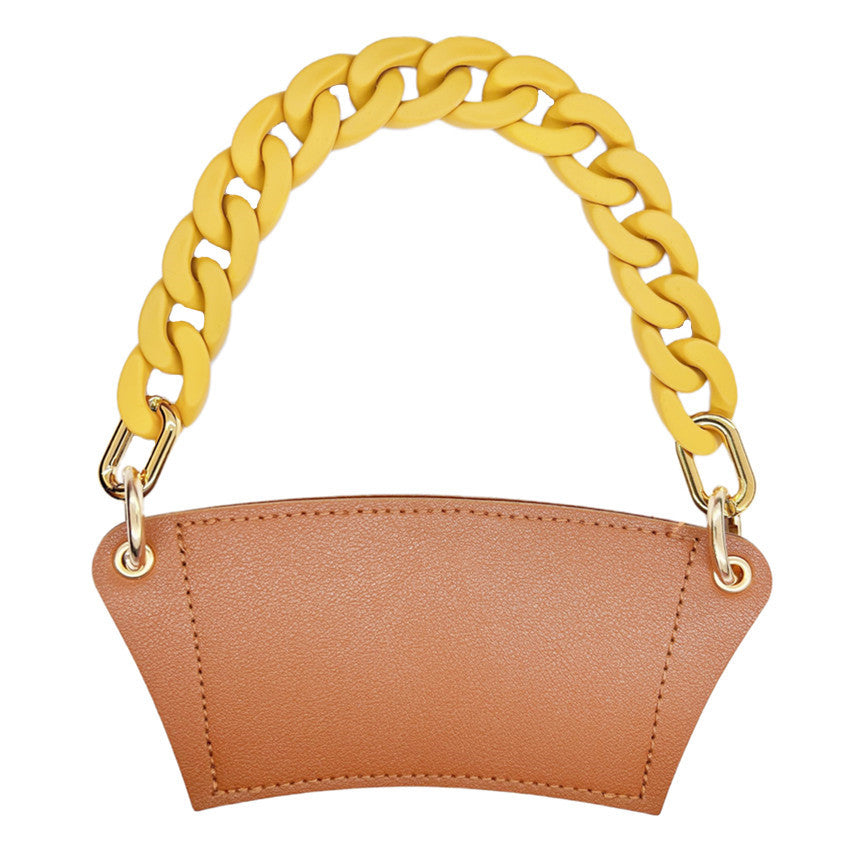 Case de cuero de cuero de taza de café de cadena acrílica al por mayor