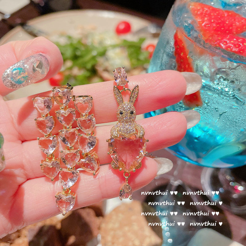 Wholesale Wholesale 18K gold plated heart bow gemstone earrings