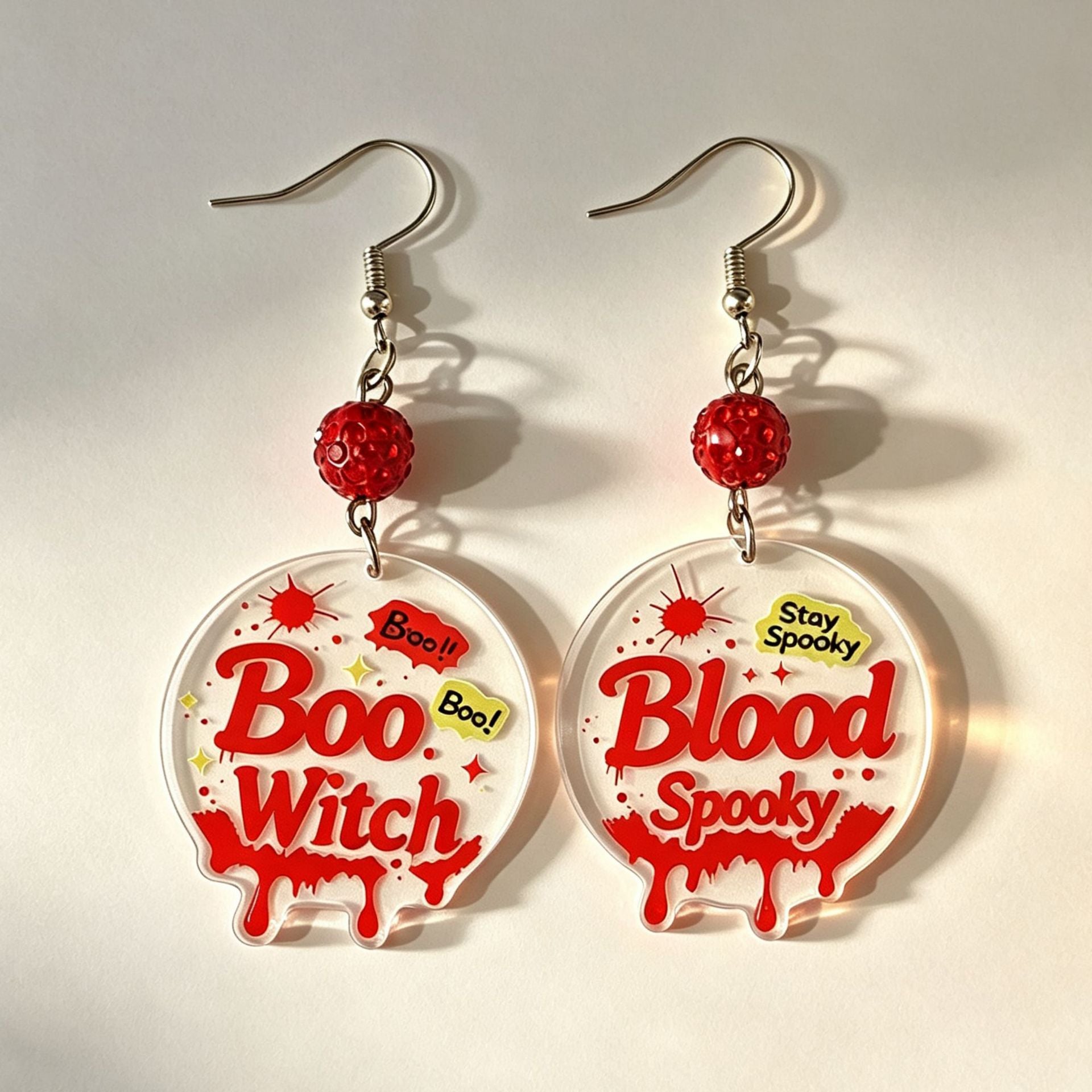 Wholesale  Red Letter Print Acrylic Earrings Quirky Fashion Jewelry Accessory
