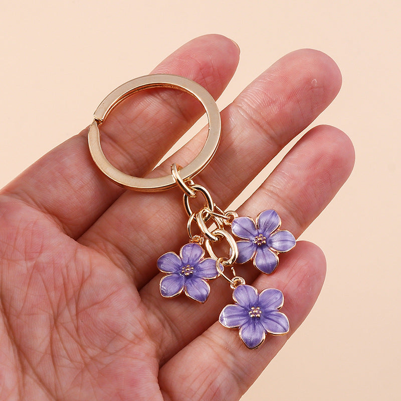 Wholesale Cherry Blossom Metal Keychain Flower Handbag Decoration Pendant Accessories