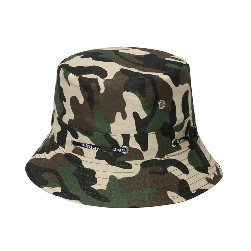 Wholesale Camouflage Drawstring Outdoor Mountaineering Travel Sunshade Polyester Fisherman Hat