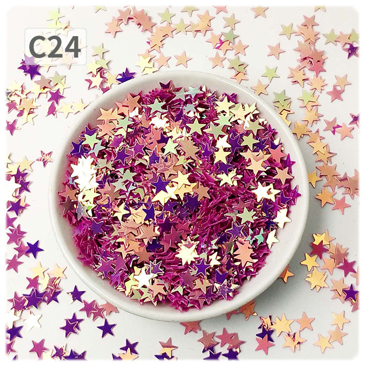 Wholesale DIY oil painting sequins starry sky scattering five-pointed star gold light flat non-porous sheet