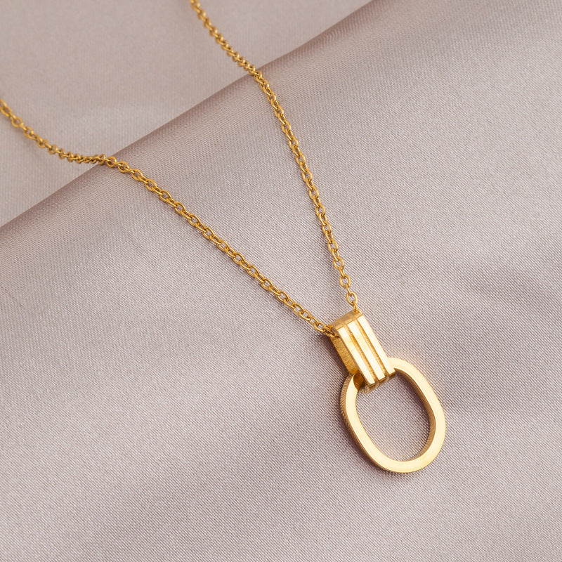 Wholesale English Letter Oval Brand Titanium Steel Non-fading Necklace Clavicle Chain